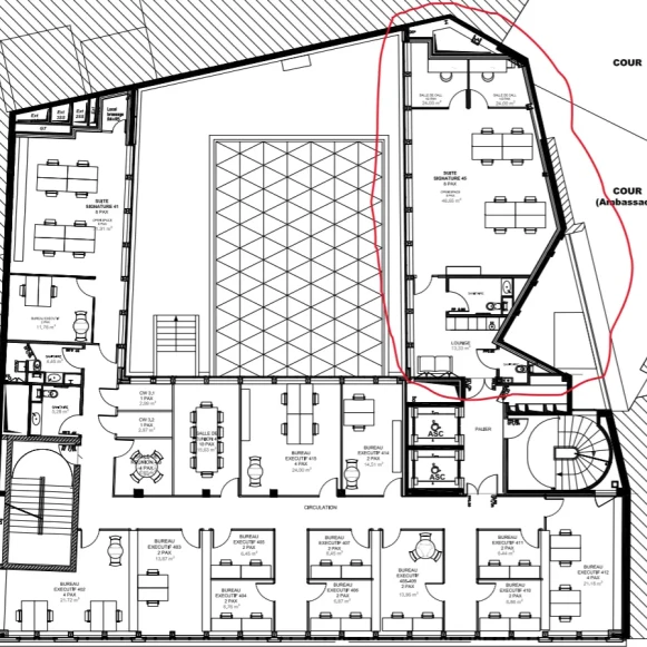 Bureau privé 59 m² 16 postes Location bureau Rue de Courcelles Paris 75008 - photo 1