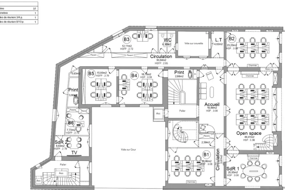 Open Space - 75017 - 53 postes - 604€