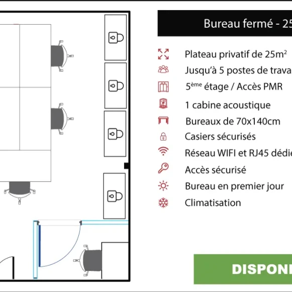 Bureau privé 25 m² 6 postes Location bureau Rue des Petits Hôtels Paris 75010 - photo 6