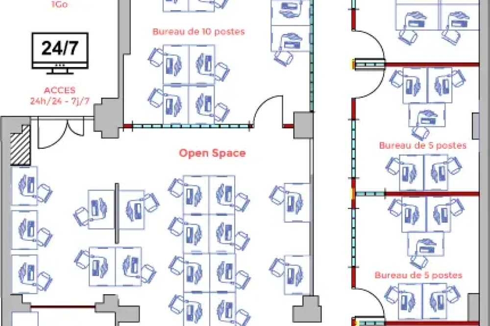 Bureau privé - 75010 - 5 postes - 2250€