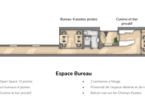 Bureau privé - 75008 - 14 postes - 12000€