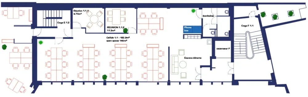 Bureau privé - 44000 - 28 postes - 11900€