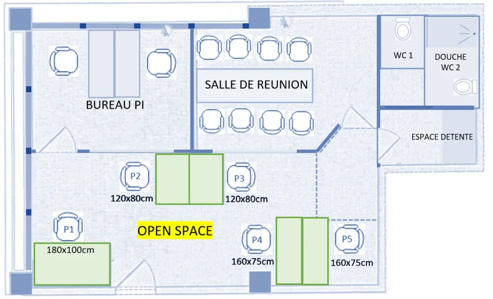 Open Space - 75012 - 5 postes - 280€