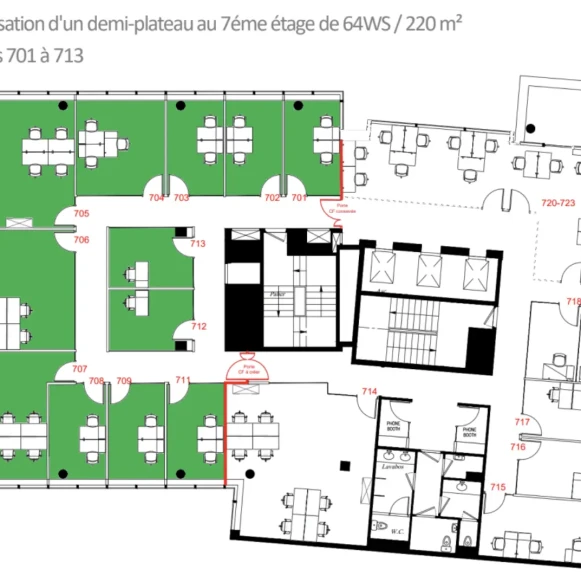 Bureau privé 220 m² 64 postes Location bureau Rue Camille Desmoulins Issy-les-Moulineaux 92130 - photo 7