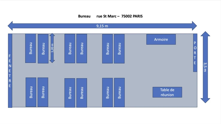 Bureau privé - 75002 - 6 postes - 1750€