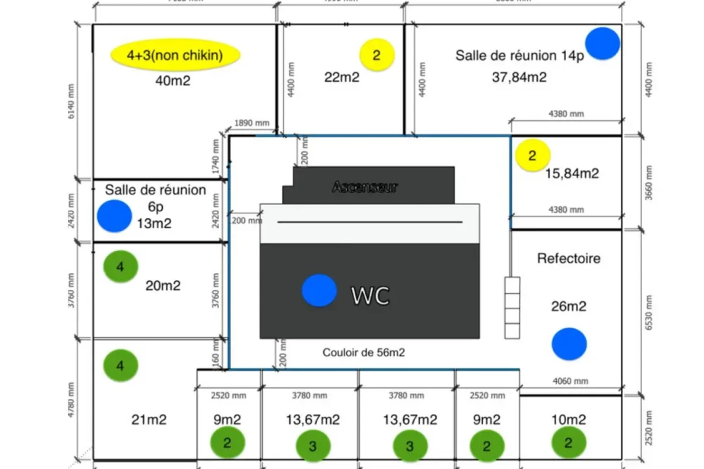 Bureau privé - 69003 - 2 postes - 660€