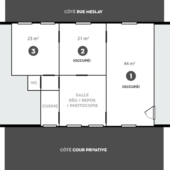 Bureau privé 21 m² 5 postes Location bureau Rue Meslay Paris 75003 - photo 8