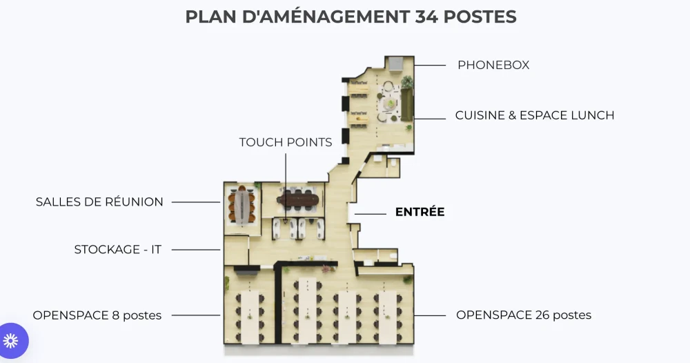 Espace indépendant - 75008 - 34 postes - 22950€