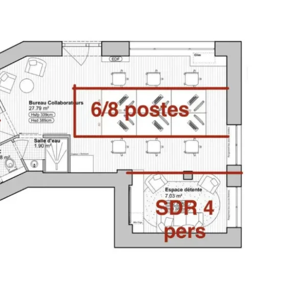 Espace indépendant 60 m² 10 postes Location bureau Rue de Téhéran Paris 75008 - photo 6