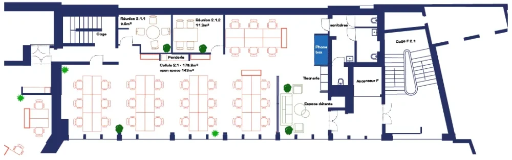 Bureau privé - 44000 - 28 postes - 11900€