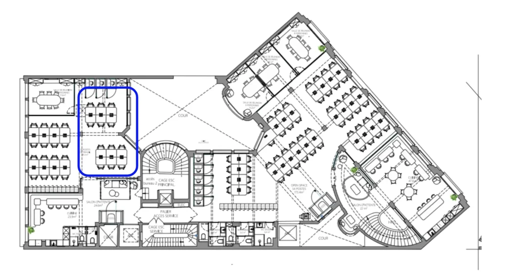 Open Space - 75002 - 12 postes - 700€