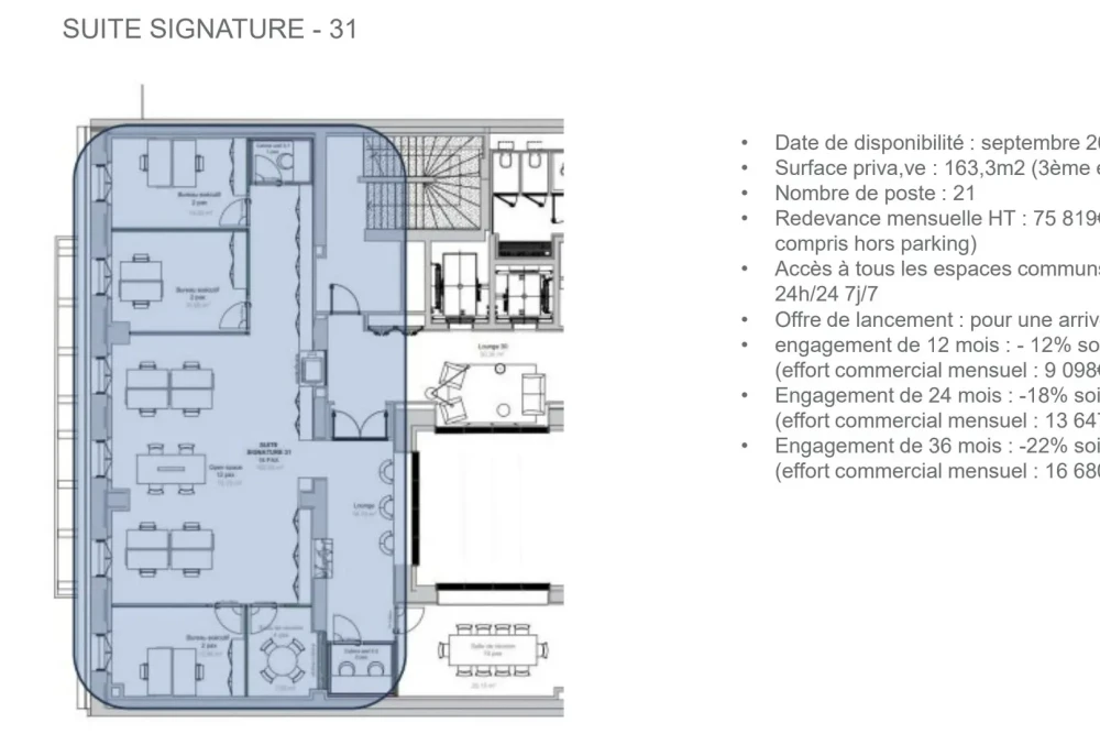 Bureau privé - 75008 - 21 postes - 66721€