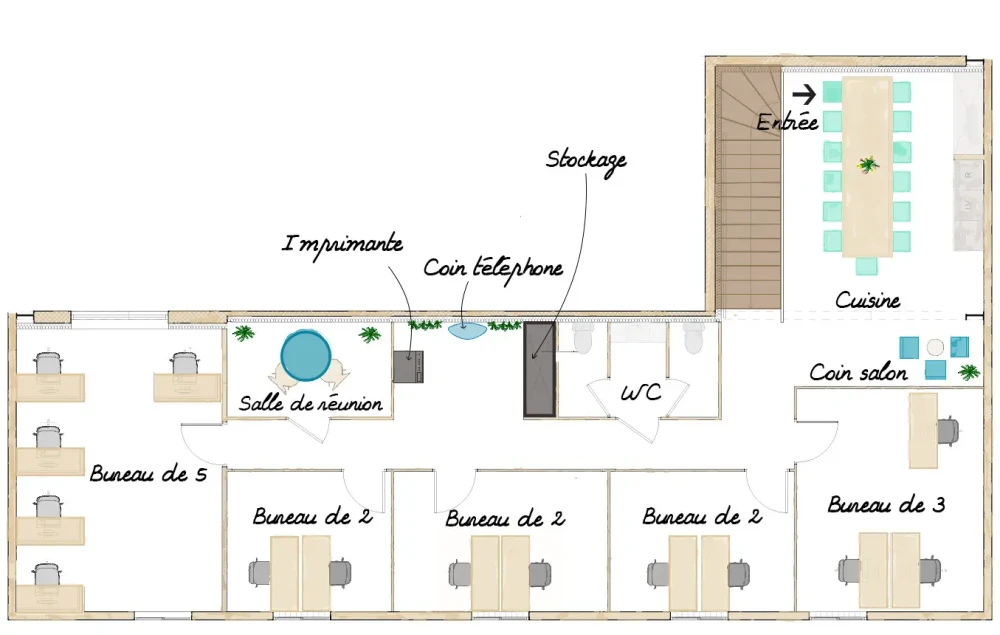 Open Space - 69130 - 5 postes - 290€