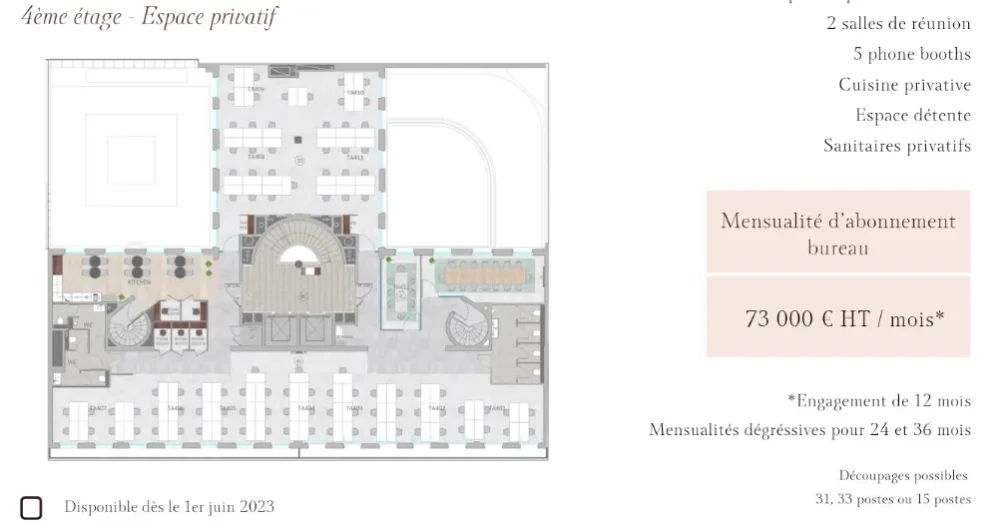 Espace indépendant - 75009 - 96 postes - 74000€