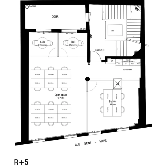 Espace indépendant 76 m² 16 postes Location bureau Rue Saint-Marc Paris 75002 - photo 4